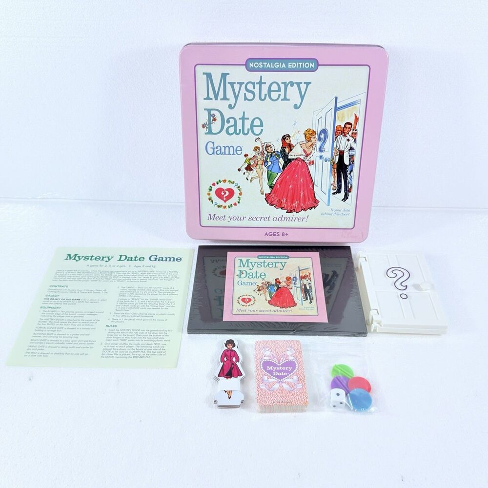 Mystery Date Game Nostalgia Edition Pink Collectible Tin Board Game Complete NEW